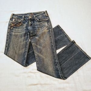 MISS ME Bootcut Kansas Jeans, Blue Embroidery, 27